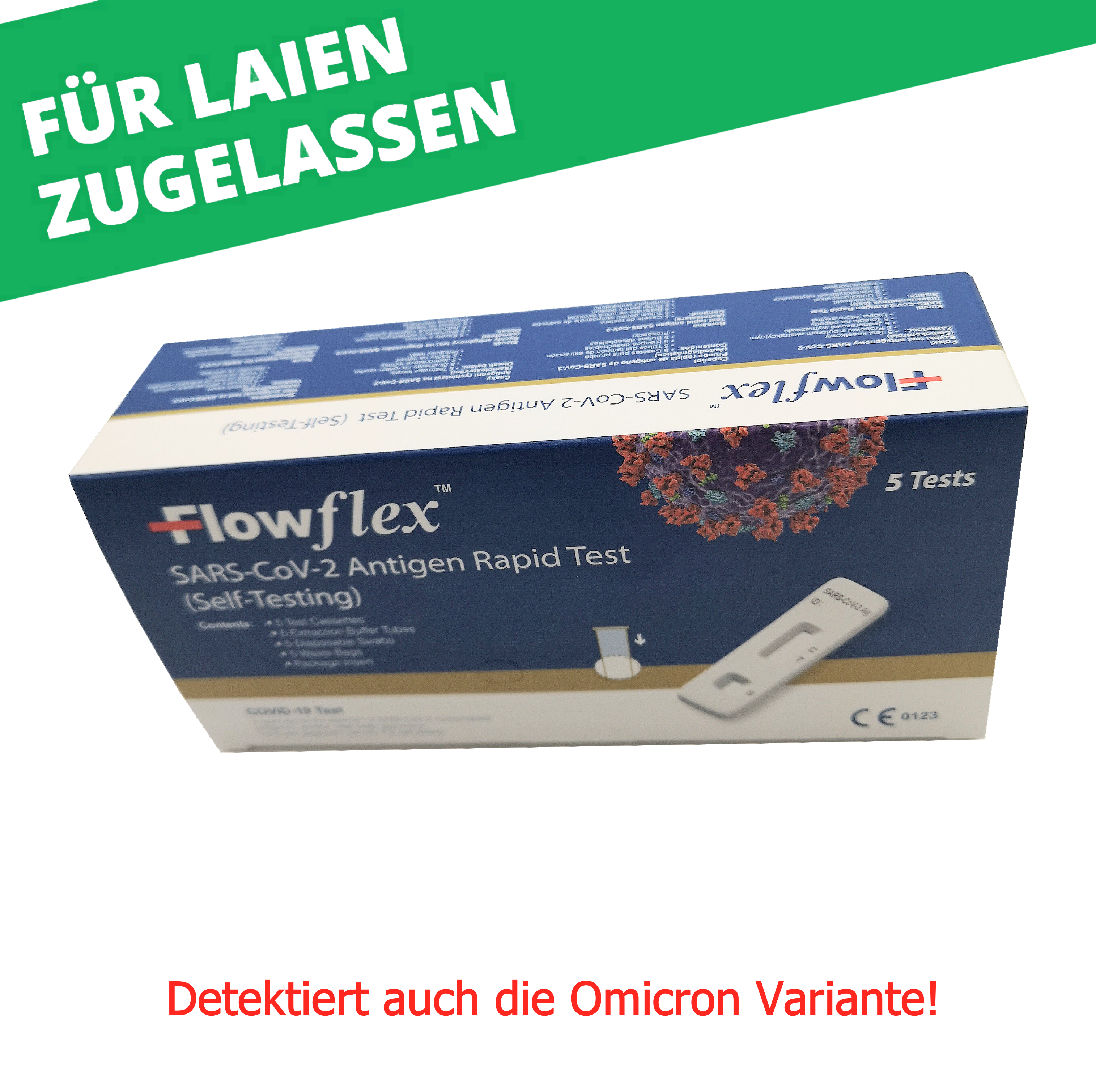 ACON® Flowflex Antigen Laien Schnelltest AT261/21/  (vorderer Nasenabstrich) 5er Packung 