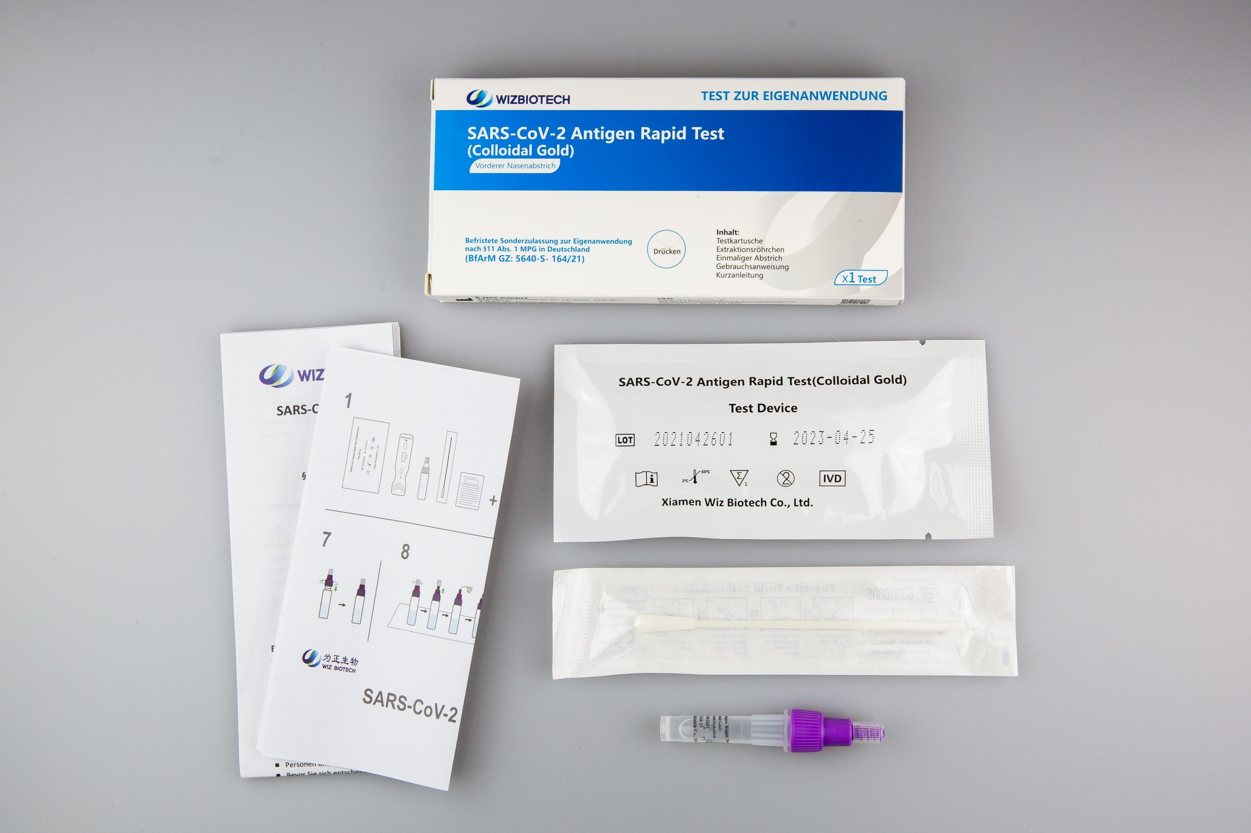 WIZBIOTECH SARS CoV-2 Antigen Schnelltest (vorderer Nasenabstrich) 1er Packung (AT1297/21)