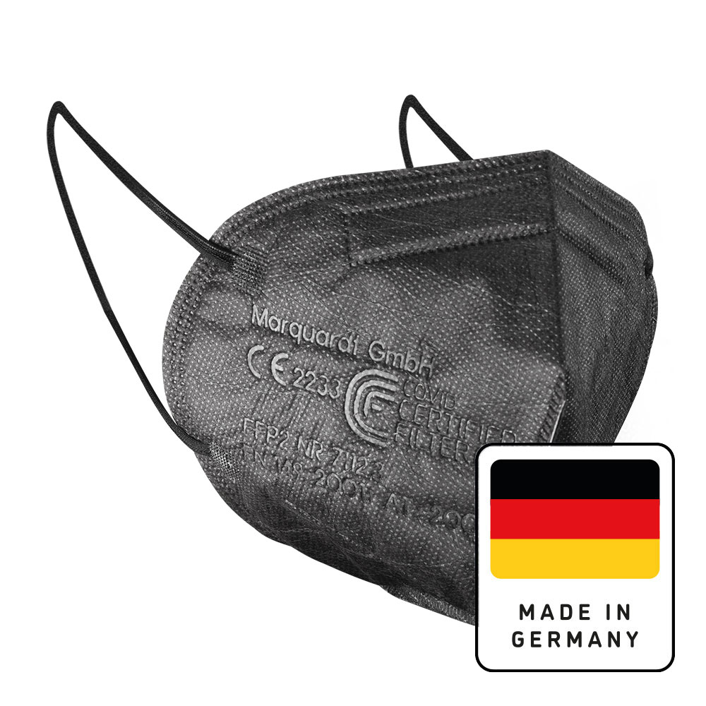 Marquardt FFP2 Mundschutz-Masken -Farbe schwarz- Made in Germany, 25 Stück, einzeln unterverpackt