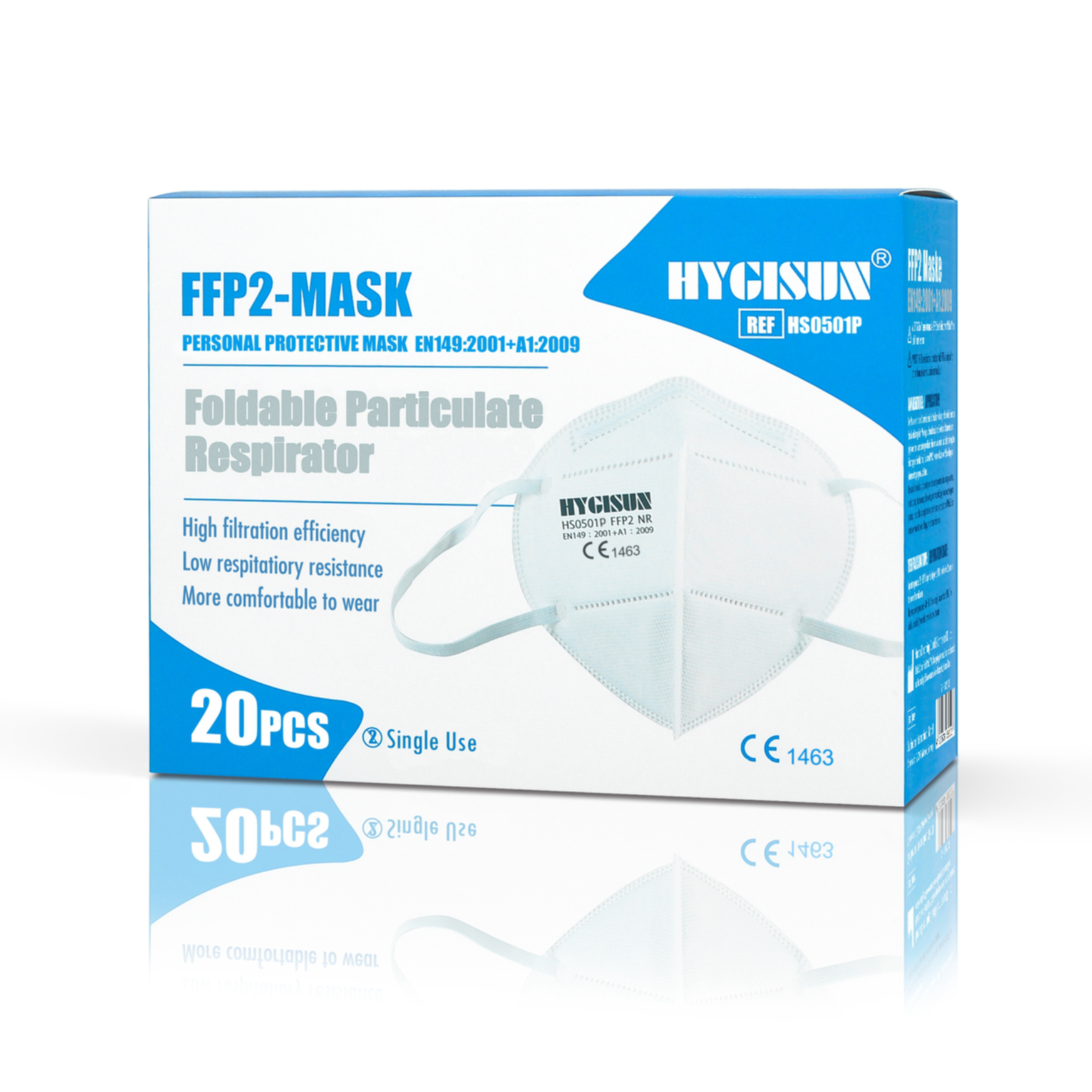 Hygisun FFP 2 Mundschutz-Maske - 20er Packung (TÜV geprüft)