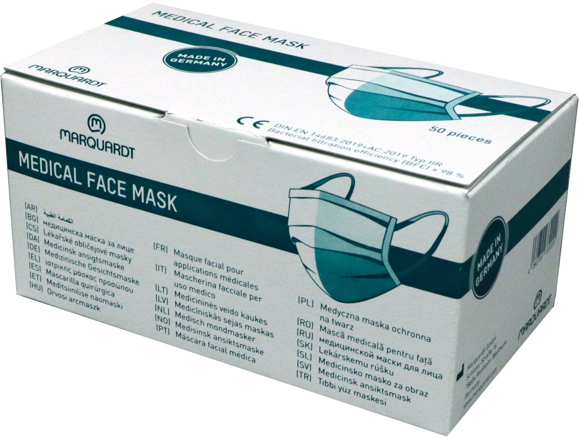 Marquardt Typ II R Medizinische Mundschutzmasken 3- lagig (50Stk.) (EN 2016/425 zertifiziert)
