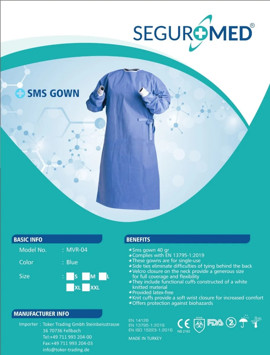 SegurMed® Schutzkittel Einweg / Gr. XL, Farbe blau