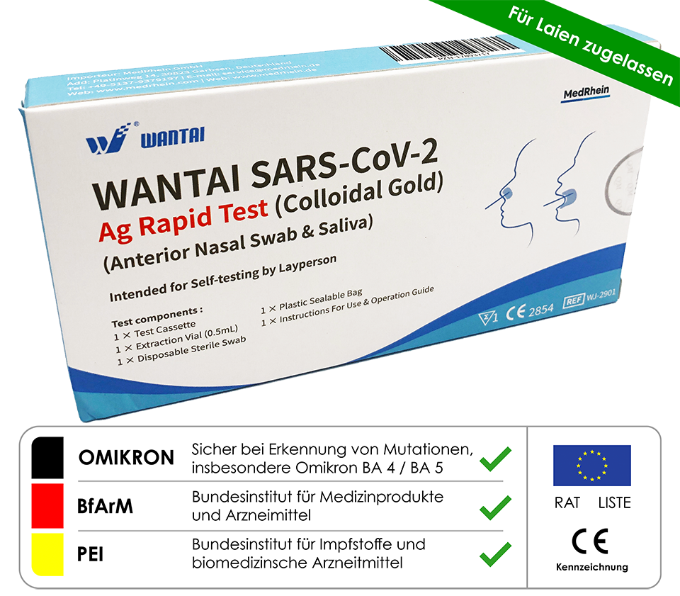 WANTAI SARS-CoV-2 Ag Schnelltest (Kolloidales Gold) 1er Packung (AT1265/21)